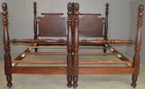 SOLD Pair of Twin Pineapple Poster Beds by Berkey & Gay