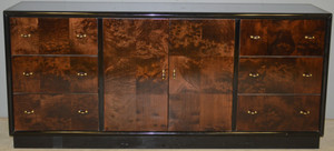 SOLD Black Lacquer Burl Walnut Sideboard Henredon