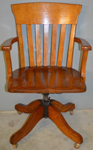SOLD Antique Oak Bankers Lawyers Swivel Tilt Office Chair
