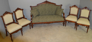 SOLD Victorian Five Piece Parlor Set – Burl Walnut