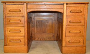 SOLD Oak Raised Panel Flat Top Lawyers Desk