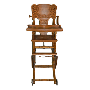 Carved Oak "Up and Down" High Chair