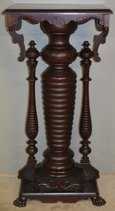 SOLD Victorian Claw Foot Carved Plant Pedestal Tribute to Hunzinger