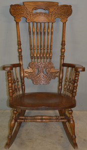SOLD Larkin Serpent Carved Press Back Rocker