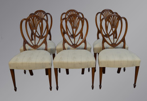 SOLD Set of Six Solid Mahogany Formal Dining Chairs - Hepplewhite