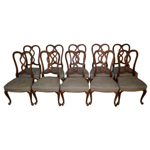 SOLD Antique Dining Room Chairs, Antique Set of 10 Mahogany Pretzel Back Chippendale Chairs