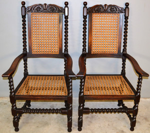 SOLD Pair of Barley Twist Throne Chairs – Victorian