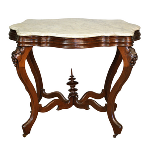 Victorian Marble Top Turtle Top Console Table