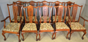 SOLD Set of 10 Oak Formal Claw Foot Dining Chairs