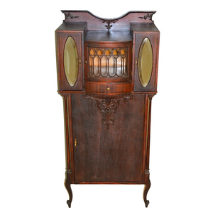 Victorian Mahogany Fancy Carved Music Sheet Cabinet