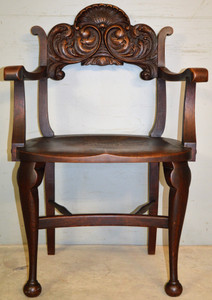 SOLD Victorian Carved Oak Arm Chair