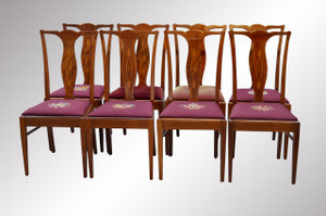 SOLD Set of Eight Inlaid Formal Mahogany Dining Room Chairs