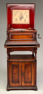 SOLD Regina Mahogany Music Box 15 1/2 Inch with Stand