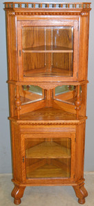 SOLD Victorian Oak Dainty Corner China Closet