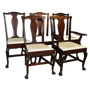5 Mahogany Ball and Claw Dining Chairs