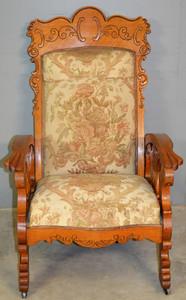 SOLD Very Unusual Rare Oak Carved Morris Chair