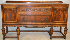SOLD Oak Carved TV Stand / Buffet