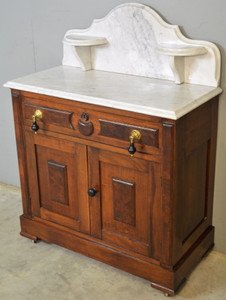 SOLD Victorian Marble Top Wash Stand High Back Splash