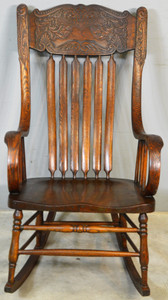 SOLD Press Back Victorian Carved Extra Tall Rocking Chair