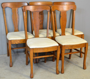 SOLD Set of 5 Oak Dining Chairs