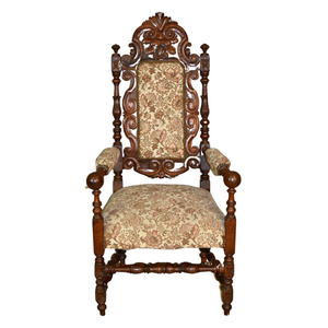 Carved Oak Throne Chair with Arms Carved Oak Throne Chair with Arms
