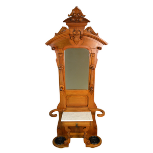 Victorian Marble Top Walnut with Burl Hall Tree