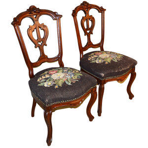 Pair of Carved Civil War Era Victorian Chairs