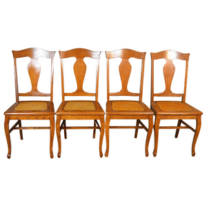 4 Oak Cane Seat Dining Chairs