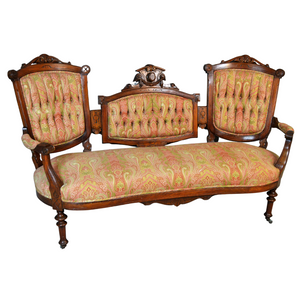 SOLD Antique Sofa, Antique Victorian Renaissance Triple Back Sofa