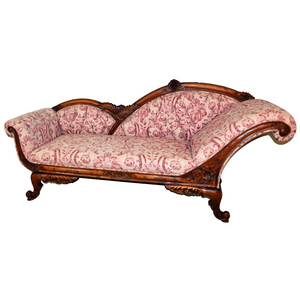 SOLD French Carved Chaise Lounge with Bird Carvings