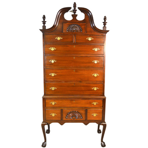SOLD Mahogany Broken Arch Chest on Chest Chippendale Highboy Dresser