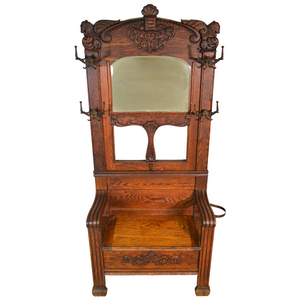 SOLD Victorian Oak Hall Tree with Lions