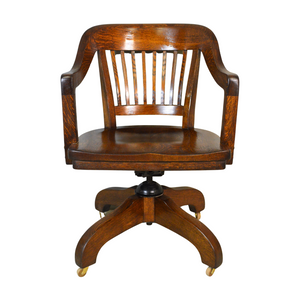 SOLD Antique Oak Lawyers/Bankers Swivel Office Chair