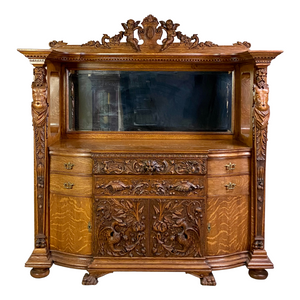 SOLD Antique Buffet, Antique Heavily Carved Oak Sideboard in the manner of R.J. Horner