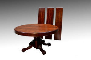 SOLD Gorgeous 54” Split Pedestal Ball & Claw Mahogany Dining Table w/3 leaves