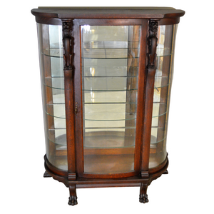 SOLD Antique China Closet, Victorian Oak China Cabinet Griffin & Claw Foot