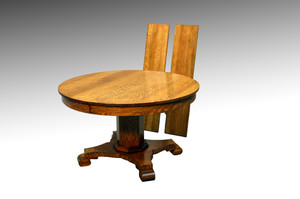 SOLD Antique Round Oak Dining Table with leaves