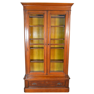 SOLD Antique Bookcase, Victorian Solid Walnut Step Back Double Door Bookcase SOLD Antique Bookcase, Victorian Solid Walnut Step Back Double Door Bookcase