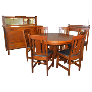 SOLD Antique Dining Room Set, Mission Oak 9 Piece Dining Suite