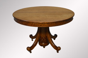 SOLD Antique Tiger Sawn Oak 48" Round Dining Table