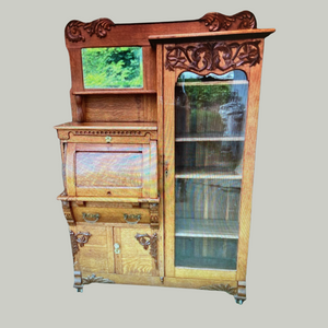 Unique Cylinder Secretary Desk / Bookcase