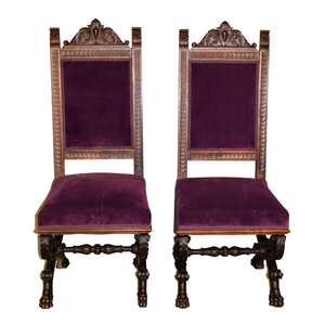 SOLD Antique Chairs, Carved Horner Claw Foot Chairs