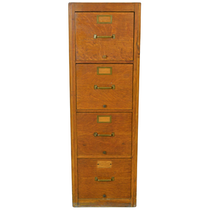 SOLD Antique File Cabinet - Four Drawer Oak File by Globe