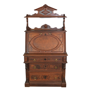 SOLD Antique Desk, Victorian Burl Walnut Ladies Secretary Desk SOLD Antique Desk, Victorian Burl Walnut Ladies Secretary Desk