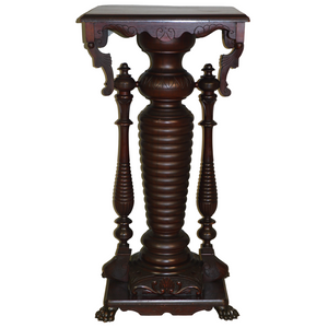 SOLD Antique Victorian Claw Foot Carved Plant Pedestal Tribute to Hunzinger