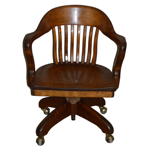 SOLD Antique Desk Chair, Mahogany Lawyers Swivel Tilt Bankers Office Chair
