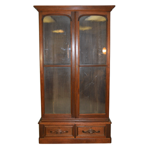 SOLD Antique Bookcase, Victorian Carved Walnut Bookcase