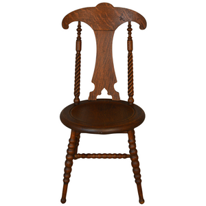 SOLD Antique Desk Chair, Victorian Oak Barley Twist Vanity Chair #21431