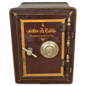 SOLD Antique Safe, Victorian Cast Iron Stenciled Small Safe #21333