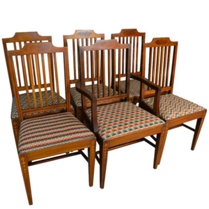 SOLD Antique Dining Room Chairs, Set of 6 Mahogany Hepplewhite Dining Chairs